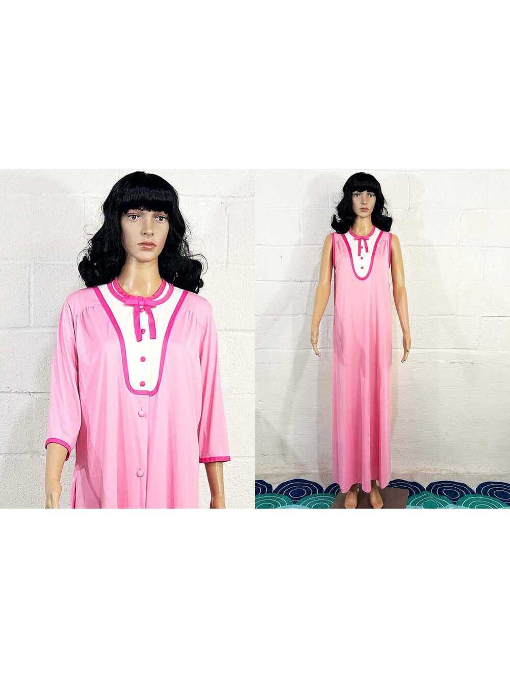 Pink Nightgown Robe Set Lounge Wear Barbie Lingerie 1950s 1960s Large XL